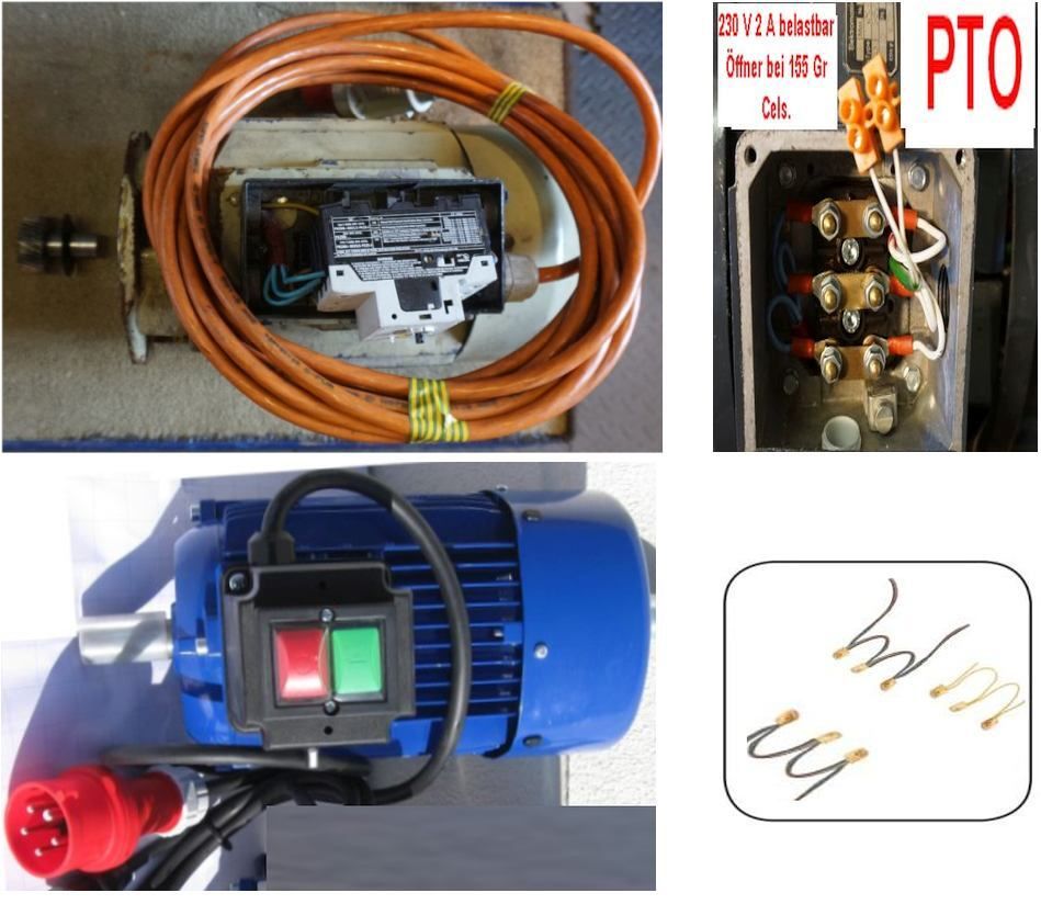Elektromotor &ndash; alter Schalter auf altem Elektromotor, das sind gleich zwei Knackpunkte - so gel&ouml;&szlig;t wie im Bild zu sehen: Neuer modern Ein/Aus-Schalter mit Unterspannungsausl&ouml;ser und Bimetalldrilling in der E Motorwicklung zum Motorschutz.