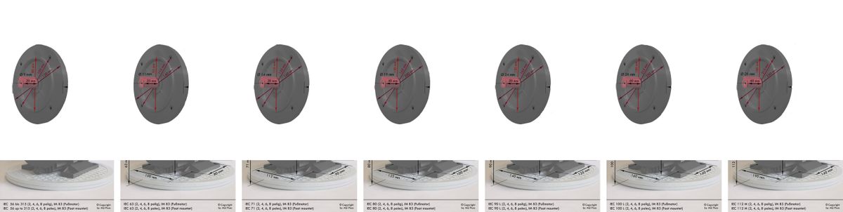 Elektromotor Glossar Blog, die 99 + 1 wichtigsten Begriffe vom Drehstrommotor, die Elektromotoren Beispiele im Ausschnitt: Fuß von B3 E Motoren (Fußabmessungen von IEC 56 bis IEC 112) und die B5 Flansche im Ausschnitt von IEC 56 bis IEC 112 dazu). Zu verwirrend ?? Im Elektromotoren Glossar Blog findet sich Hilfe mit Tabellen der Maße zum Beispiel.
