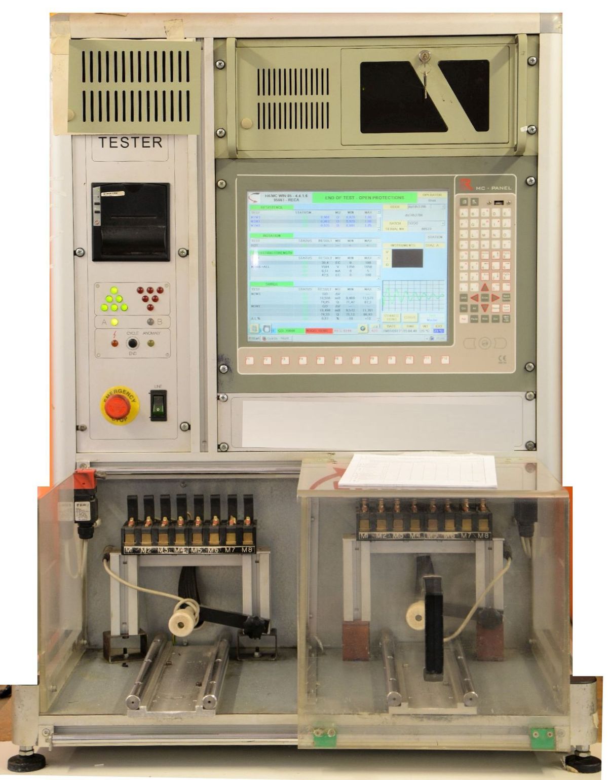 Elektromotor Reparatur und Konformität auch danach erforderlich, hier die Teststation, letztendlich ... AQ Pluss mit dem plus's an Qualität - nutzten !!, im Bild das Testgerät für umfangreiche Elektromotorenprüfung nach der Reparatur und bei Neumotoren.