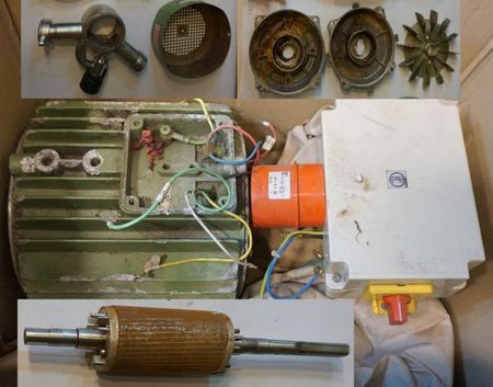 Elektromotor reparieren – möglich oder unmöglich ?? Das Bild zeigt: Drehstrommotor in Teilen geliefert puzzeln erforderlich und  möglich, nach der Reparatur