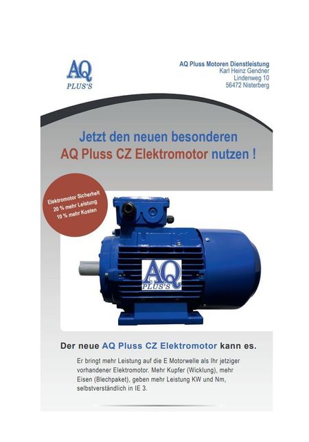 Elektromotor – klein, leicht, kraftvoll - ist der hier im Bild, der blaue ... der Serie Gold; Thema: Drehstrommotor optimieren: Mehr Leistung, mehr Drehmoment  