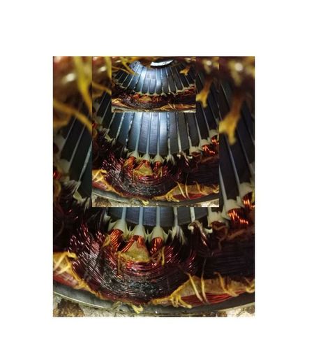 Elektromotor vor direkter Sonne schützen - siehe den Sonnenschaden einer Wicklung hier im Bild in 3 Stufen übereinander