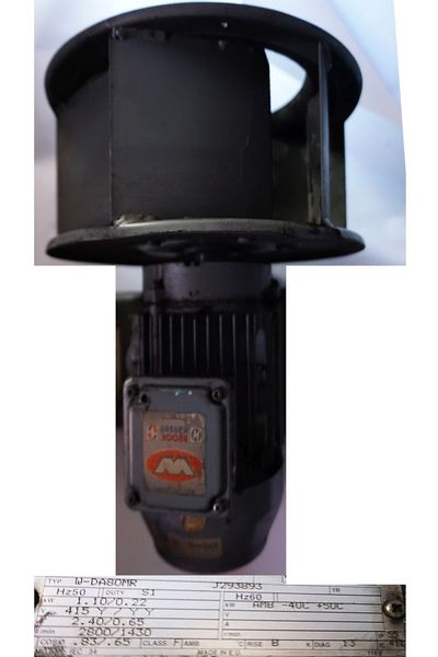 Elektromotor nutzlos wie ein leerer Kugelschreiber, Elektromotor - defekt was dann, zum Beispiel den Lüftermotor im Bild hier zu sehen, mit 2 Drehzahlen und für heiße Umgebung, ein (Heißgas) Rauchgasventilator mit E Motor (Dahlader)..