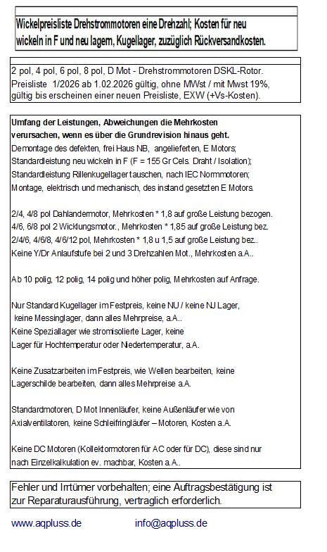 Elektromotorreparatur kommt wieder Elektromotorreparatur lohnt sich wieder hier die festen Leistungen für feste Kosten. Die einzelnen Arbeiten beschrieben was zur festen Leistung gehört und was nicht dazu gehört.