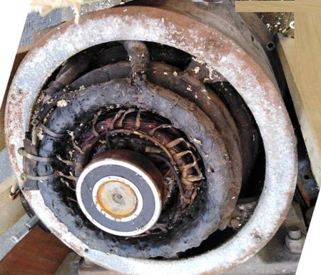 Generatorwicklungen Stator Rotor  Erreger - was tun bei defekten, das Beispiel im Bild, der Generatoer offen mit Ankerwicklung und Statorwicklung, die Erregerwicklung ist verdeckt. 